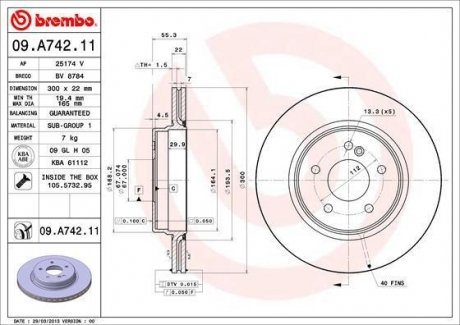 Гальмівний диск BREMBO 09A74211 (фото 1)