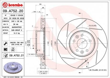 Диск тормозной BREMBO 09A75221