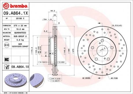 Гальмівні диски BREMBO 09A8641X (фото 1)