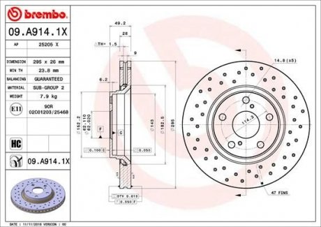 Диск тормознойPRZ XTRA TOYOTA AURIS BREMBO 09A9141X (фото 1)