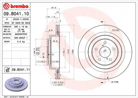 Гальмівний диск BREMBO 09B04110 (фото 1)