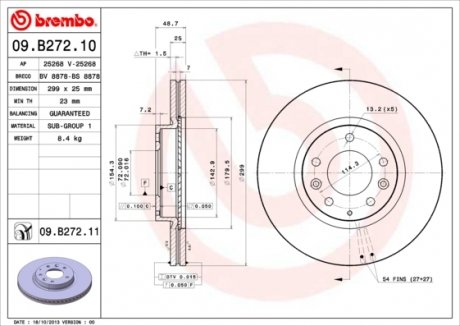 Диск тормозной MAZDA 6 передн. (выр-во) BREMBO 09.B272.10 (фото 1)