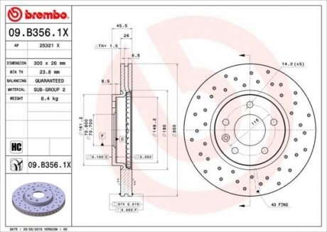 Диск гальмівний XTRA BREMBO 09B3561X