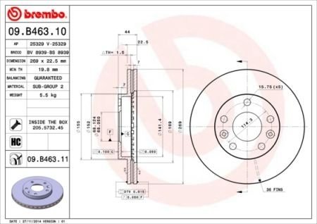 Диск гальмівний BREMBO 09B46311