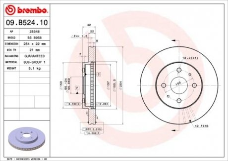 Диск тормозной BREMBO 09B52410