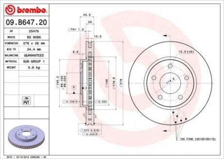 Диск тормозной BREMBO 09B64721