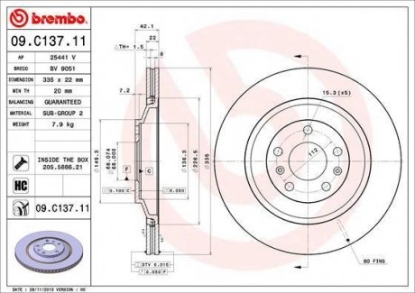 Диск тормозной задний BREMBO 09C13711