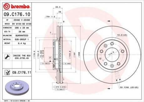 Диск тормозной BREMBO 09C17611