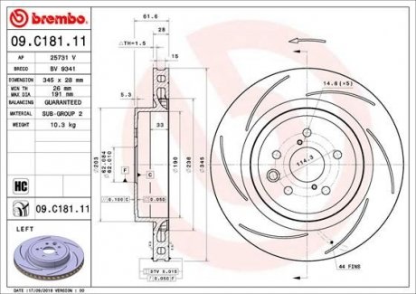 Тормозной диск BREMBO 09.C181.11