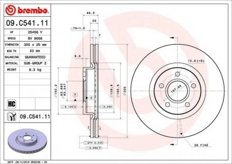 Тормозной диск BREMBO 09.C541.11