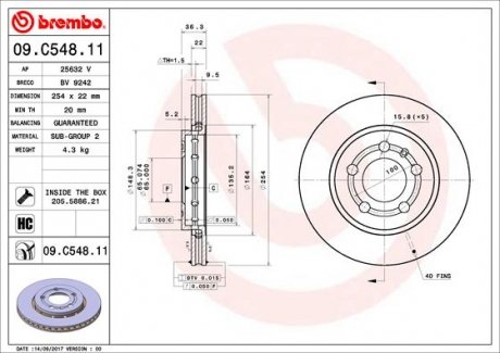 Диск гальмівний VW POLO 13- TY£ BREMBO 09C54811