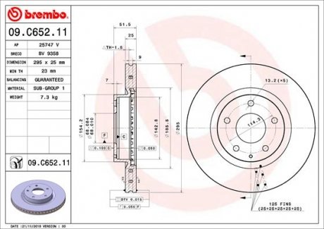 Диск тормозной PRZOD BREMBO 09C65211