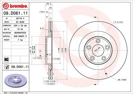 Тормозной диск BREMBO 09.D061.11