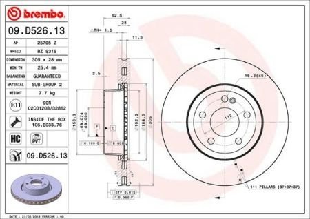 Тормозной диск двухсекционный BREMBO 09D52613