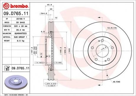 Гальмівний диск BREMBO 09.D765.11