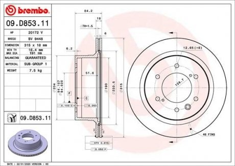 Гальмівний диск BREMBO 09D85311