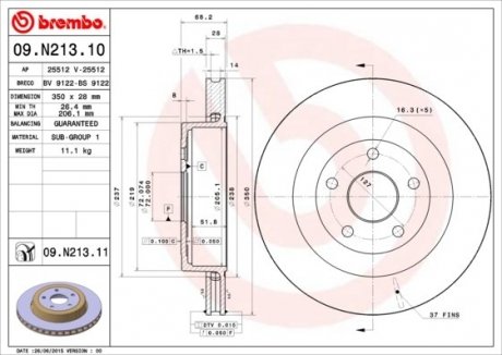 Диск тормозной BREMBO 09N21311