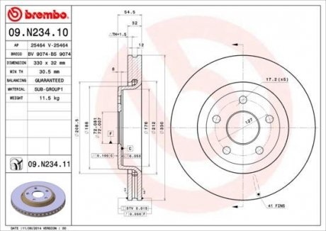 Диск гальмівний BREMBO 09N23411