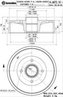 Гальмівний барабан BREMBO 14A67210