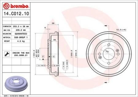 Гальмівний барабан BREMBO 14C01210 (фото 1)