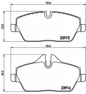 Колодка тормозов. диск. MINI COOPER 06-,ONE 09-,CLUBMAN 2010-передн. (выр-во) BREMBO P 06 034 (фото 1)