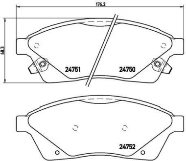 Комплект гальмівних колодок передній BREMBO P09010