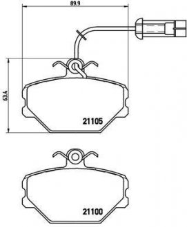 Гальмівні колодки, дискове гальмо (набір) BREMBO P23044 (фото 1)