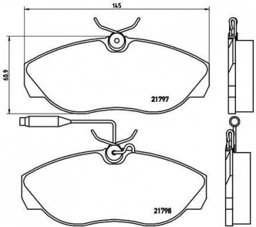 Гальмівні колодки, дискове гальмо (набір) BREMBO P23068 (фото 1)