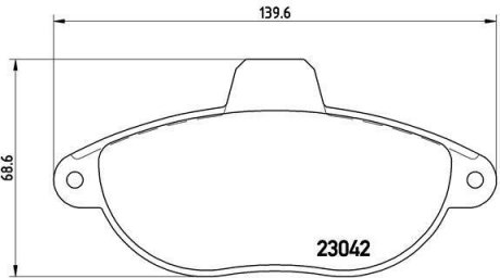 Тормозные колодки, дисковый тормоз (набор) BREMBO P23072 (фото 1)