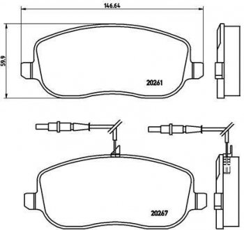 Тормозные колодки, дисковый тормоз (набор) BREMBO P23090 (фото 1)