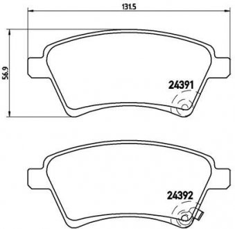 Тормозные колодки, дисковый тормоз (набор) BREMBO P23105 (фото 1)