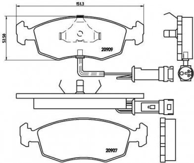 Гальмівні колодки, дискове гальмо (набір) BREMBO P24007