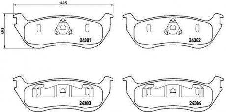 Тормозные колодки, дисковый тормоз (набор) BREMBO P24068 (фото 1)