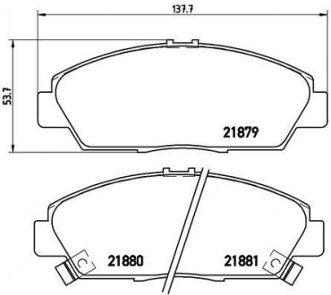 Гальмівні колодки, дискове гальмо (набір) BREMBO P28021 (фото 1)