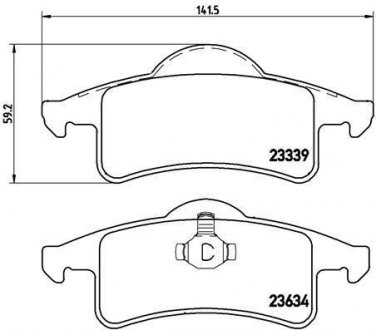 Колодки тормозные дисковые задние, Jeep Cherokee, Grand Cherokee 95-05 BREMBO P37006 (фото 1)