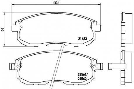 Тормозные колодки, дисковый тормоз (набор) BREMBO P56021 (фото 1)