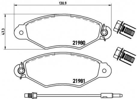 Тормозные колодки, дисковый тормоз (набор) BREMBO P56038 (фото 1)