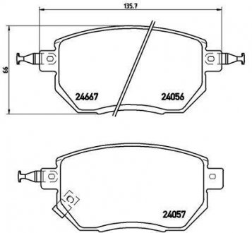 Гальмівні колодки, дискове гальмо (набір) BREMBO P56051