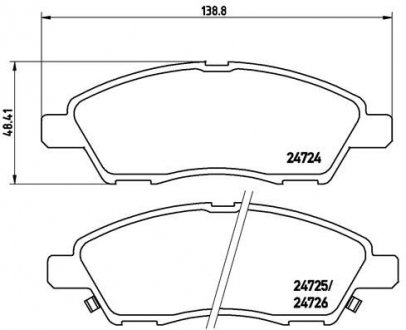 Тормозные колодки, дисковый тормоз (набор) BREMBO P56070 (фото 1)