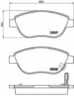 Тормозные колодки, дисковый тормоз (набор) BREMBO P59052 (фото 1)