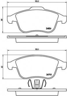 Тормозные колодки, дисковый тормоз (набор) BREMBO P68047 (фото 1)