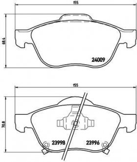 Гальмівні колодки, дискове гальмо (набір) BREMBO P83043