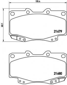 Тормозные колодки, дисковый тормоз (набор) BREMBO P83069 (фото 1)