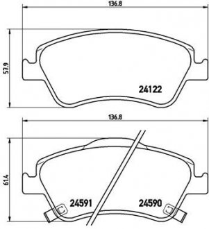 Колодка тормозов. диск. TOYOTA AURIS передн. (выр-во) BREMBO P 83 079