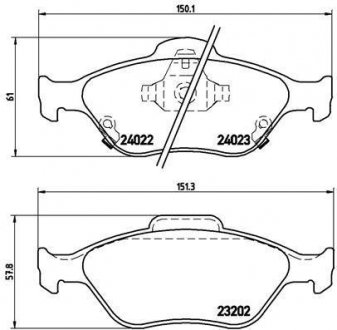 Тормозные колодки, дисковый тормоз (набор) BREMBO P83085 (фото 1)