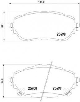 Колодка гальм. диск. TOYOTA AURIS 1.3-2.0 2012-, COROLLA 1.33-1.8 2013 - передн. BREMBO P 83 150 (фото 1)