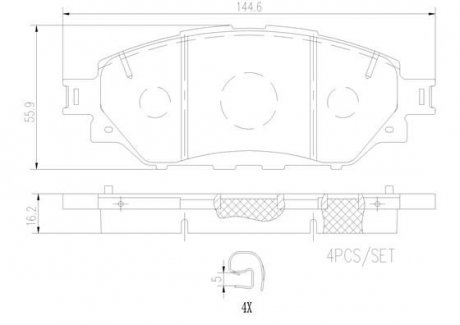 Колодки тормозные передние (Advics) TOYOTA FORTUNER (_N15_, _N16_) 05/15->/TOYOTA HILUX VIII Pick-up BREMBO P83167 (фото 1)