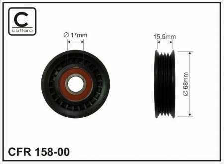 Ролик (68x17x16,5 plastik) SUBARU Forester, Impreza, Legacy. 1.5-2.5. 08.92- CAFFARO 158-00