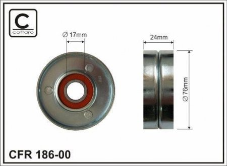 Ролік паска 76x17x24 метал CAFFARO 186-00