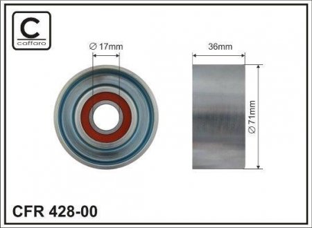 Натяжний ролик, поліклинового ременя 70x17x36 metal CAFFARO 42800